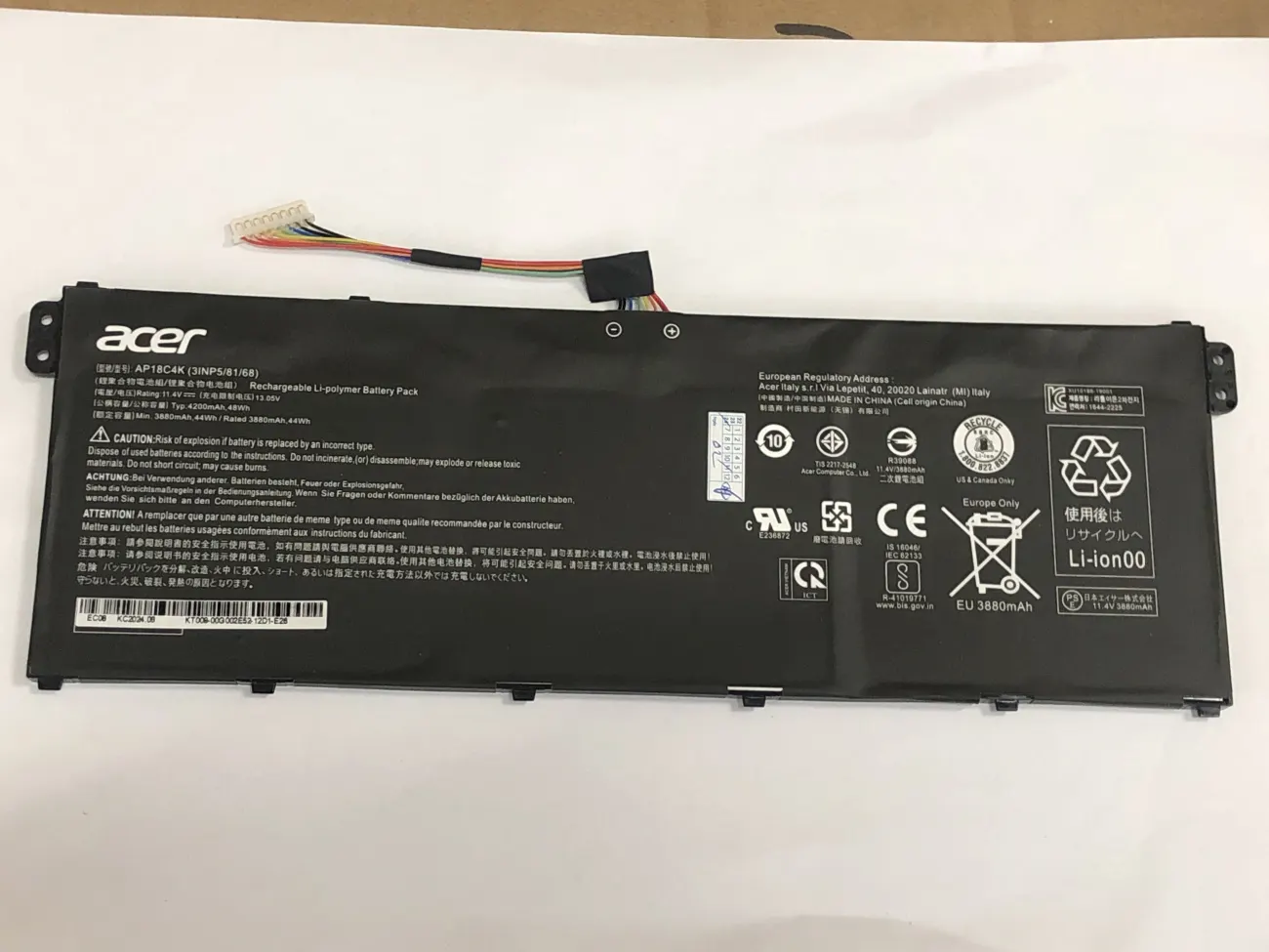 Pin Acer Aspire 5 A514-52(AP18C8K) A514-53, A514-54, A515-43, A515-51, A515-52, A515-54, A515-55, AP18C4K AP18C7M, AP18C8K (ZIN) – 3 CELL mặt trước