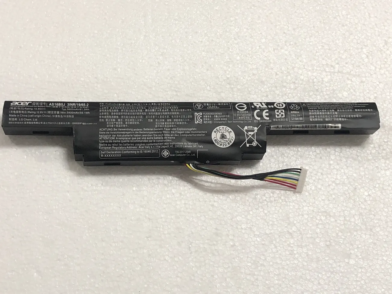 Pin Acer AS16B8J AS16B5J mặt trước