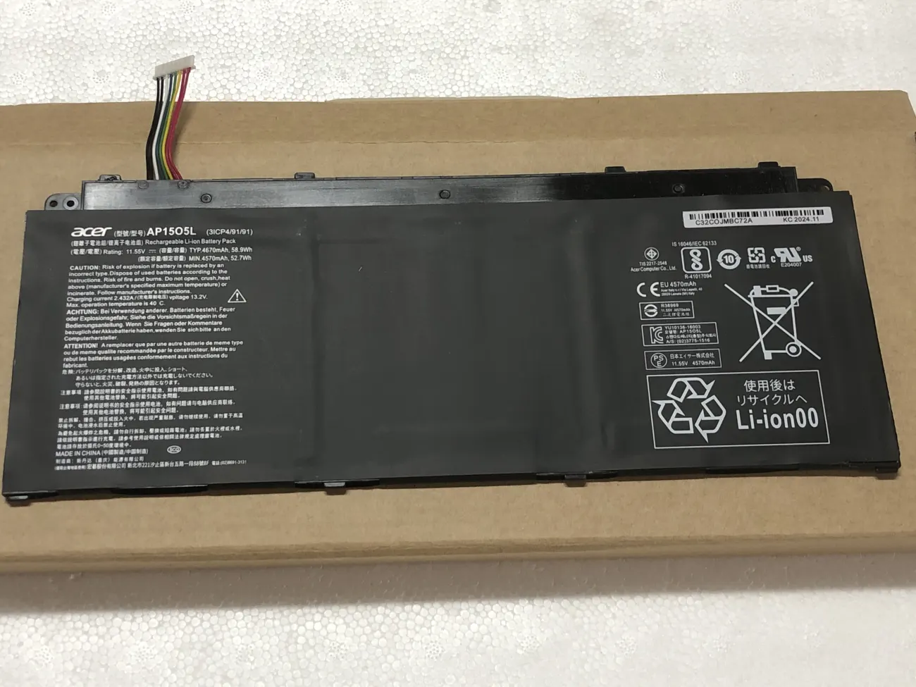 PIN ACER S5-371 AP15O5L, AP1503K, S5-391 mặt trước