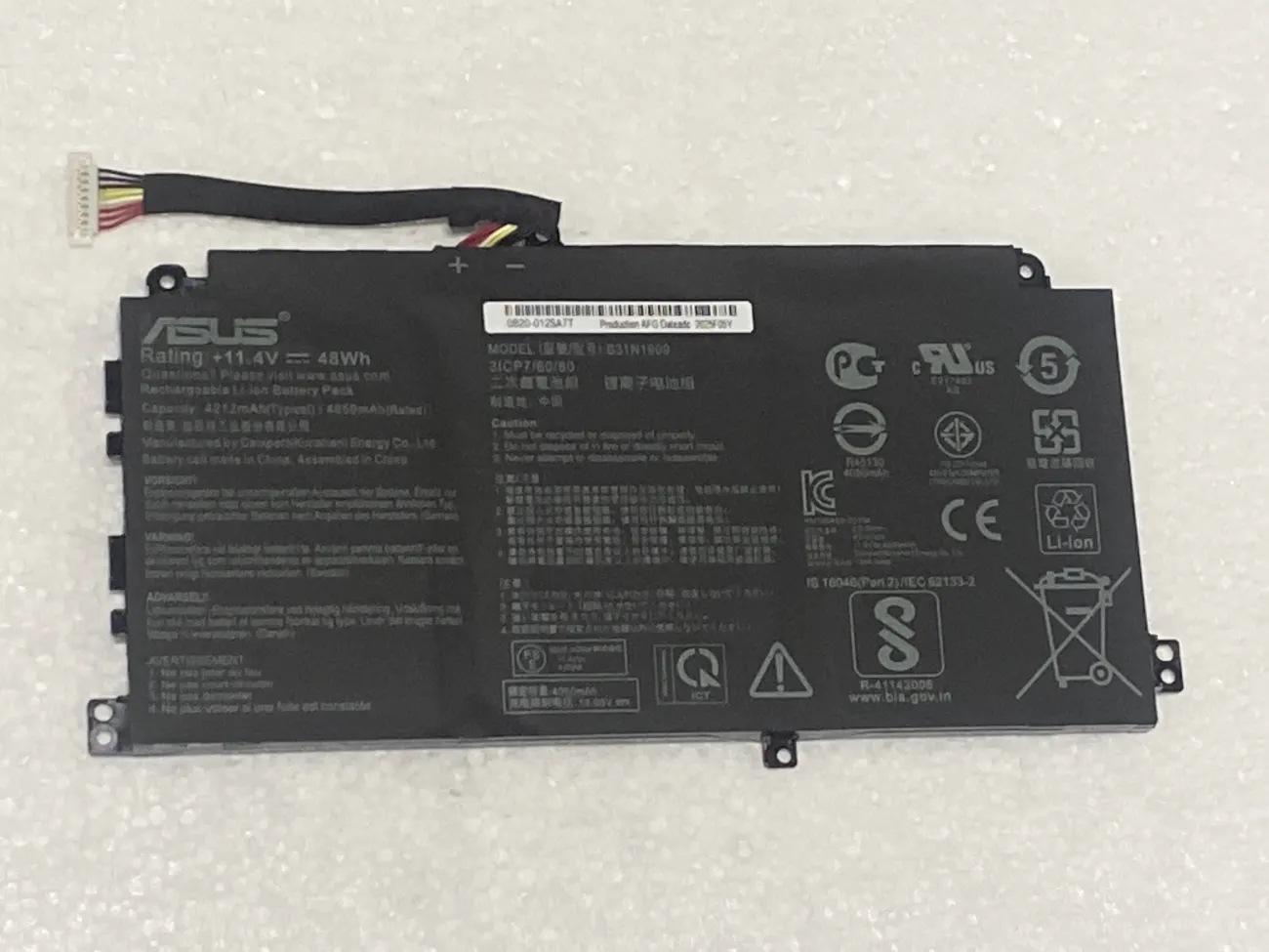 PIN ASUS EXPERTBOOK P2 P2451 B31N1909 (ZIN) - 3 CELL - Asus ExpertBook P2 P2451 P2451FA P2451FB Series, B31N1909 mặt trước