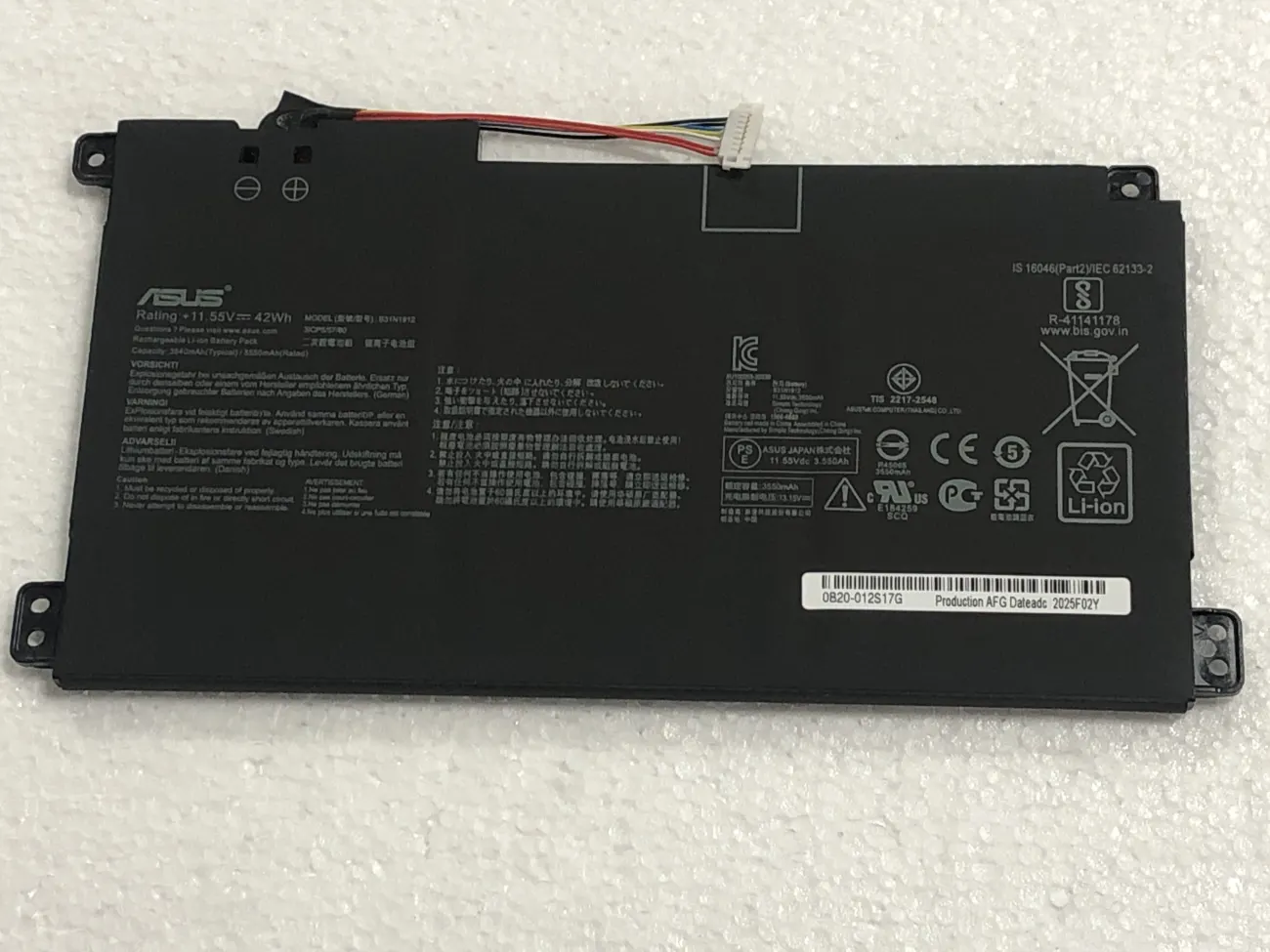 PIN ASUS E410/E510 B31N1912 (ZIN) - 3 CELL - Asus VivoBook 14 E410 E410M E410MA E410K E410KA E510 E510M E510MA E510K E510KA F414MA EK018TS L410MA, B31N1912 C31N1912 mặt trước
