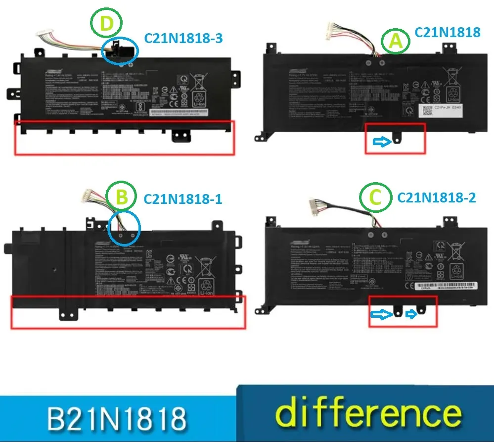 Pin ASUS X412 X409 C21N1818-2 (ZIN) - 2 CELL, 2 trên, 3 dưới mặt sau