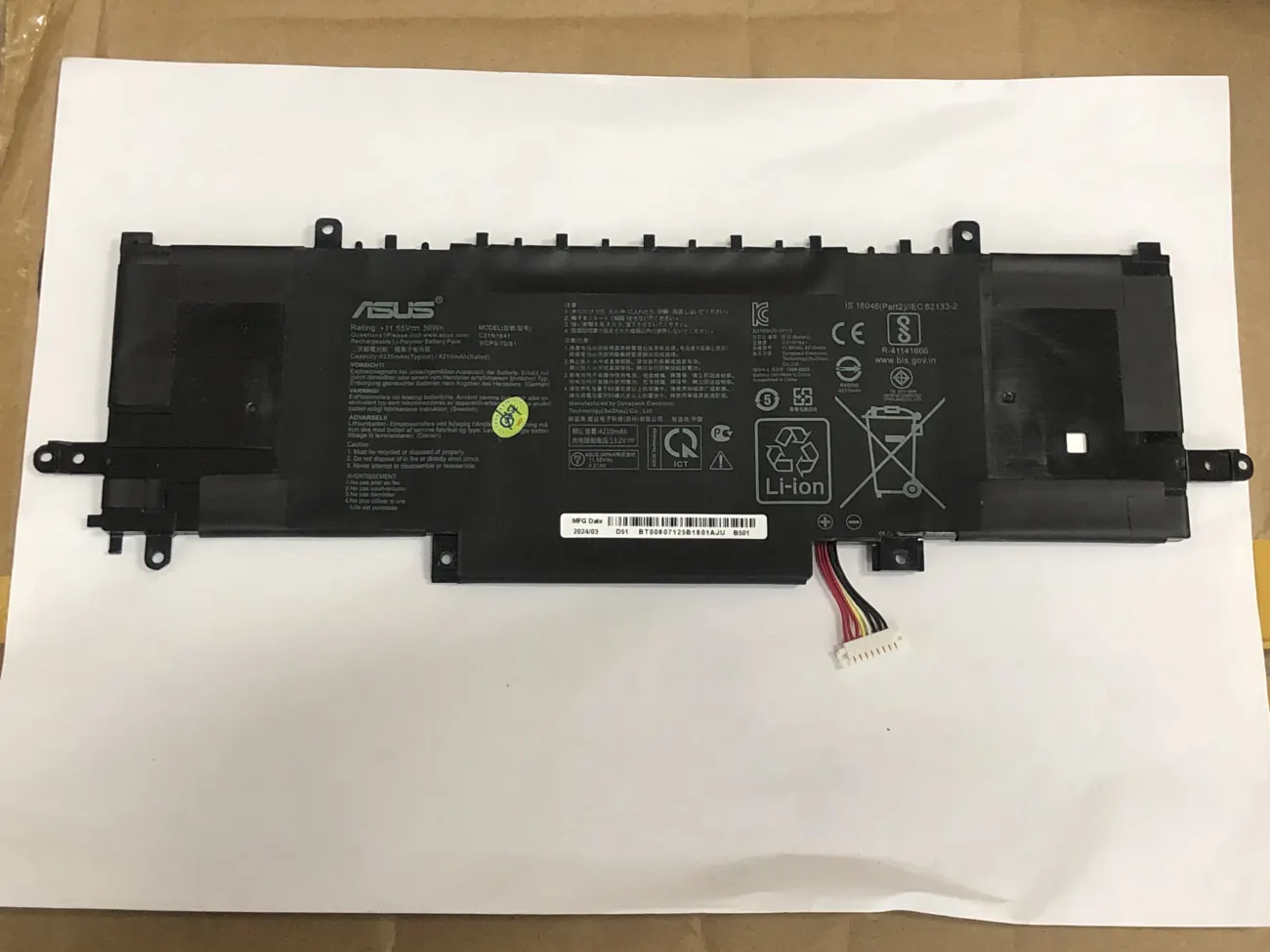 PIN ASUS UX334 C31N1841 (ZIN) - 3 CELL - Asus ZenBook Flip 14 UX334 UX334FL UX434DA UX434FL UX463FA UX334FL, C31N1841 mặt trước