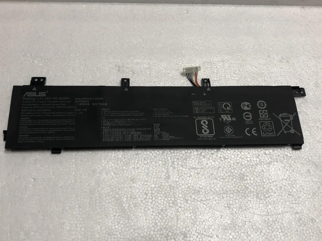 PIN ASUS S14 S432 C31N1843 (ZIN) - 3 CELL - Asus VivoBook S14 S432 S432F S432FA S432FL X432FA X432FL, Asus Vivobook S15 S532 S532FA S532FL X532FL X532FA X532EQ, C31N1843 mặt trước
