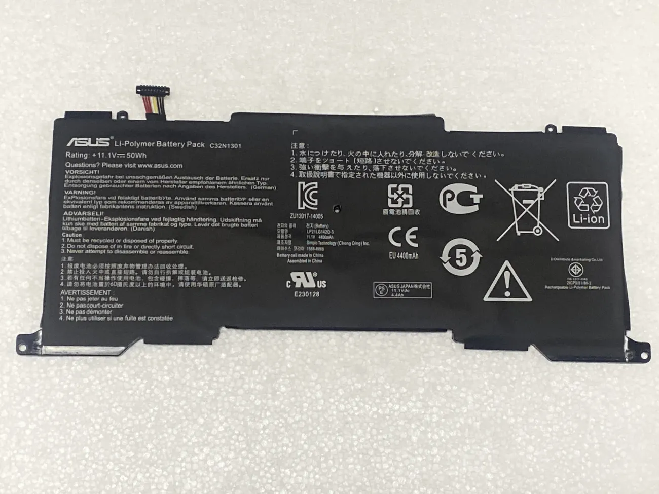 PIN ASUS UX31L C32N1301 (ZIN) - 4 CELL - Asus Zenbook UX31 UX31L UX31LA, C32N1301 mặt trước