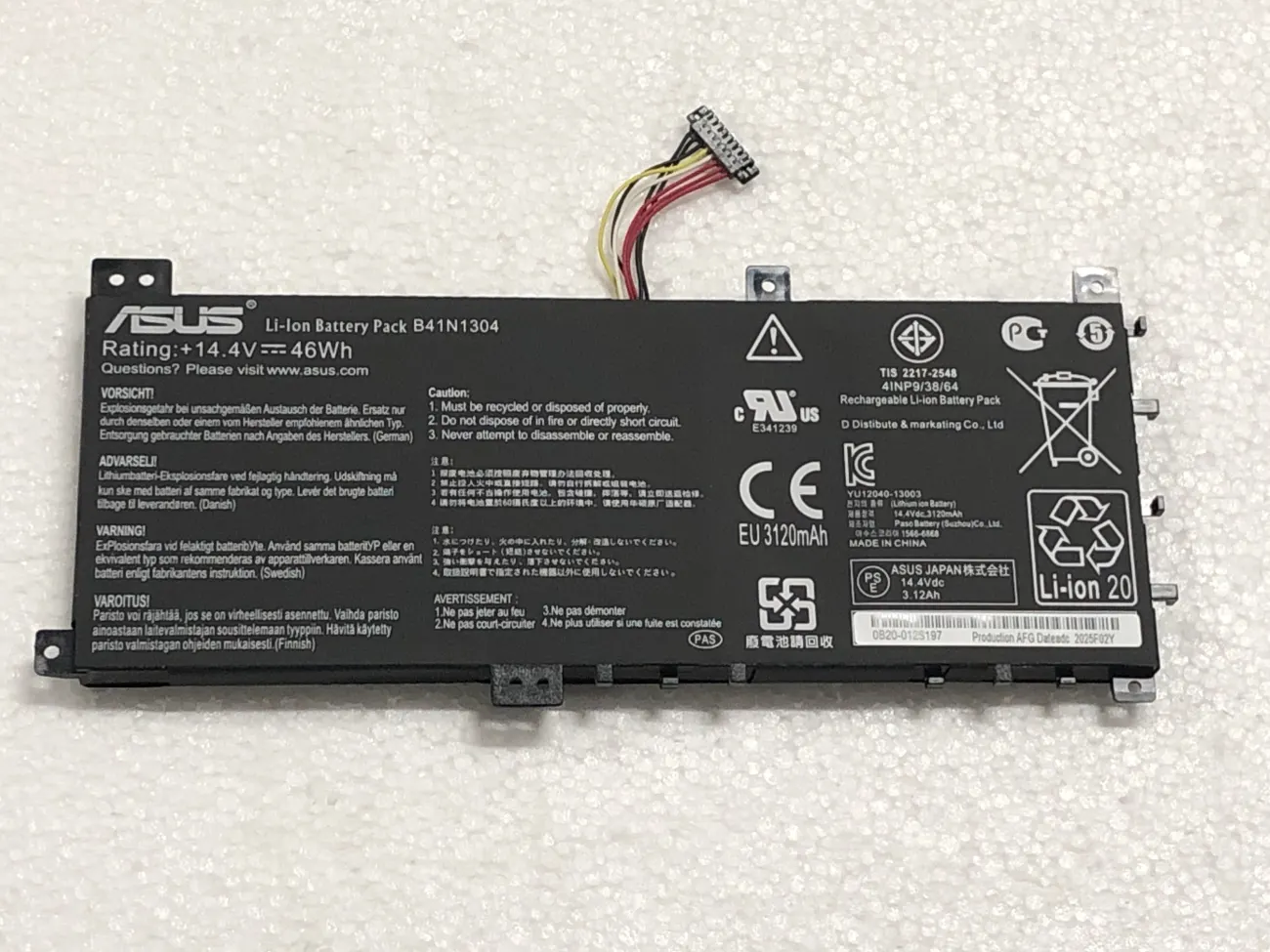 Pin Asus B41N1304/S451LA ZIN mặt trước