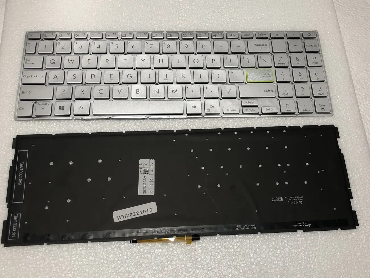 Bàn phím ASUS S533 X521 BẠC (CÓ ĐÈN, ) =>Asus Vivobook S533 S533E S533EA S533F S533FA, Vivobook X521 X521FA X521FL X521EA X521EQ X521UA X521IA X521JQ E510 E510M E510MA L510 L510M L510MA mặt trước