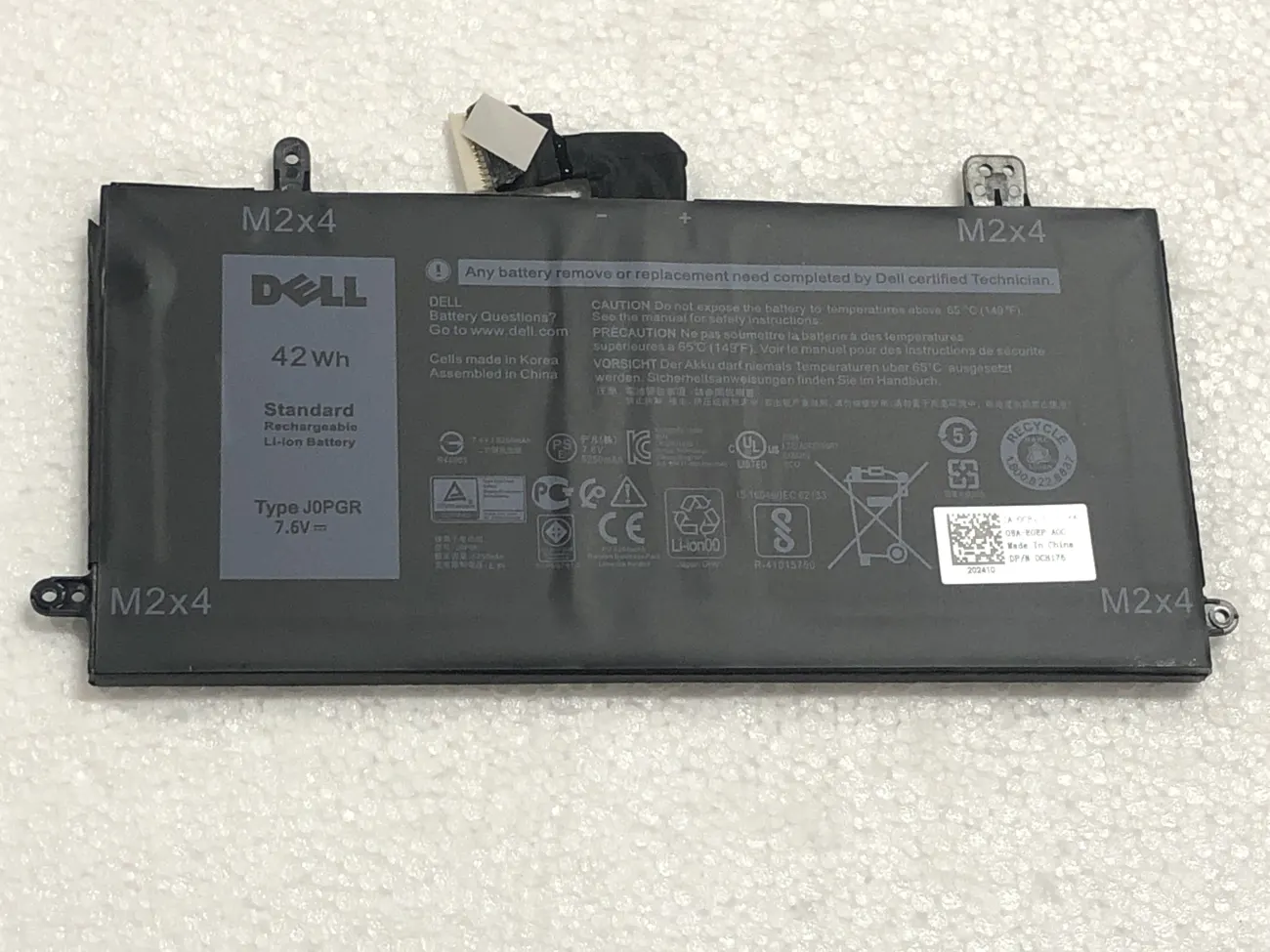 PIN DELL 5285 42WH (ZIN) - 4 CELL J0PGR 5285 5290 mặt trước