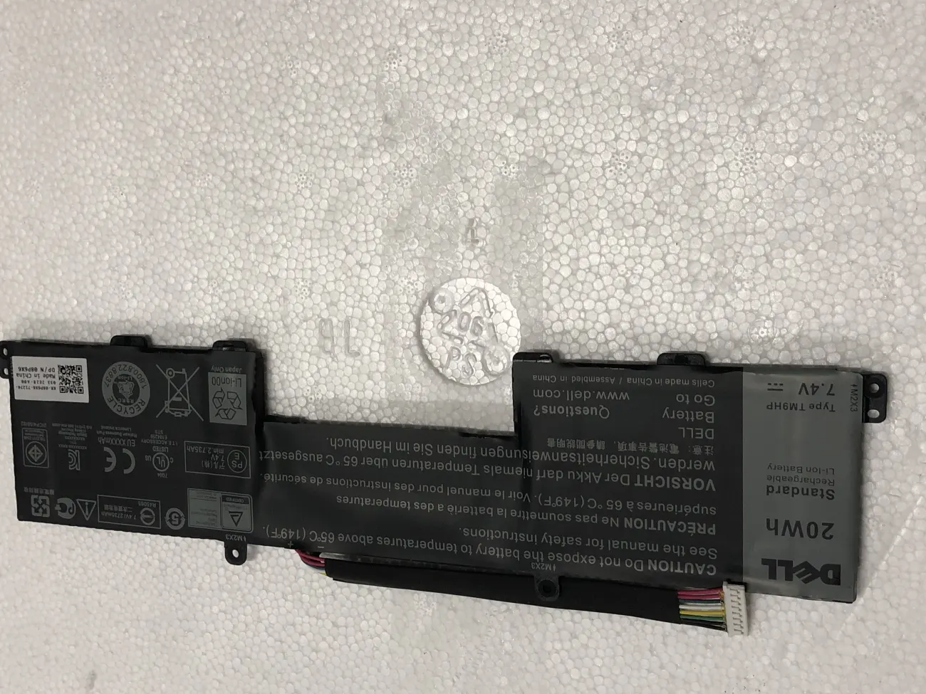 Pin DELL LATITUDE 7350 TM9HP =DOCK PHÍM= DÀI 20WH (ZIN) - 2 CELL mặt trước