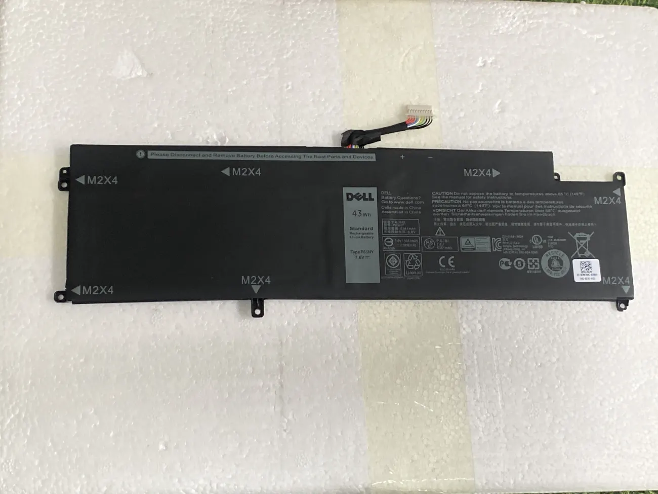 Pin DELL LATITUDE 7370 43WH P63NY (ZIN) - 4 CELL WY7CG XCNR3 P63NY mặt trước