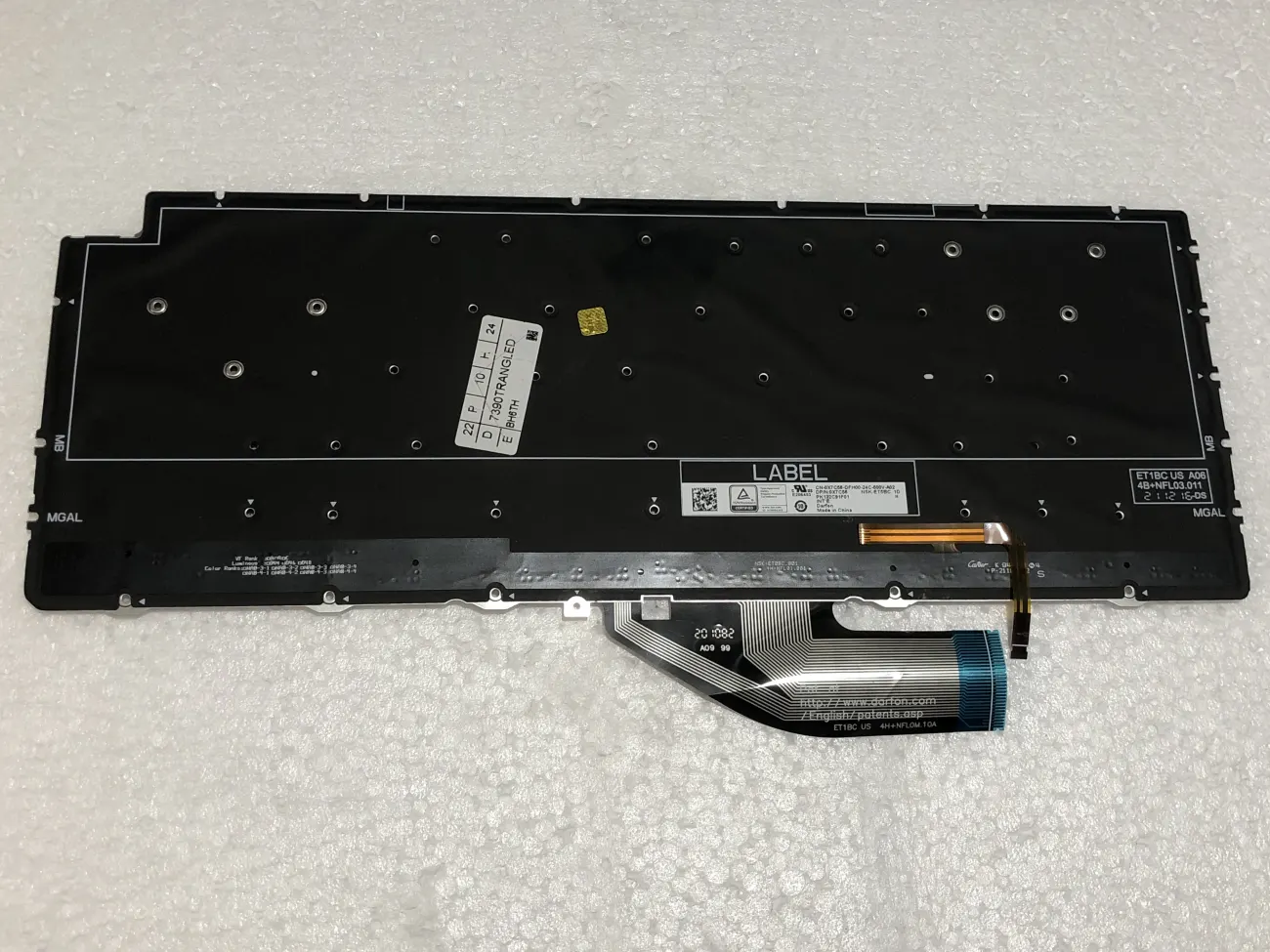 Bàn phím Dell XPS 13 7390  TRẮNG Tablet 2-in-1, Dell XPS 13 9310 2-in-1  (CÓ ĐÈN)黑色，带背光 mặt sau