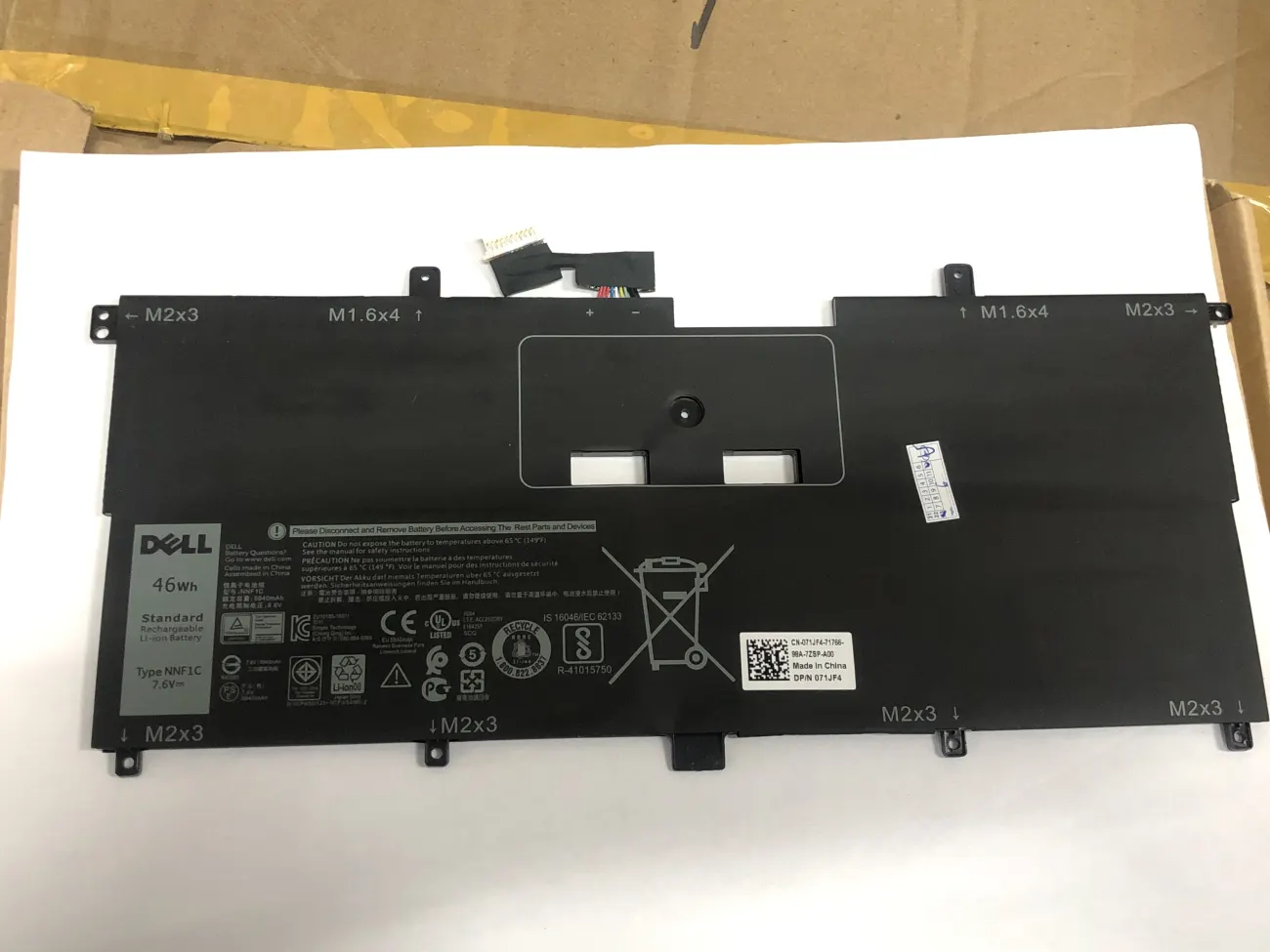 PIN DELL XPS 9365 NNF1C (ZIN) - 4 CELL - XPS 13 9365 13-9365, HMPFH NNF1C mặt trước