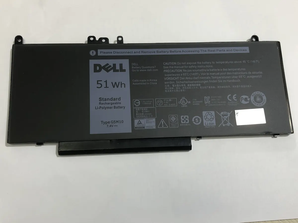 Pin dell E5470 E5450 G5M10 51WH ZIN mặt trước