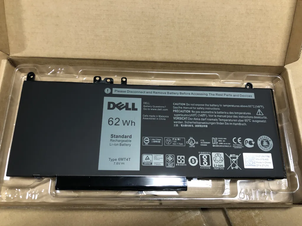 Pin  DEE5470Z6CE (e5470   62wh) 6MT4T mặt trước
