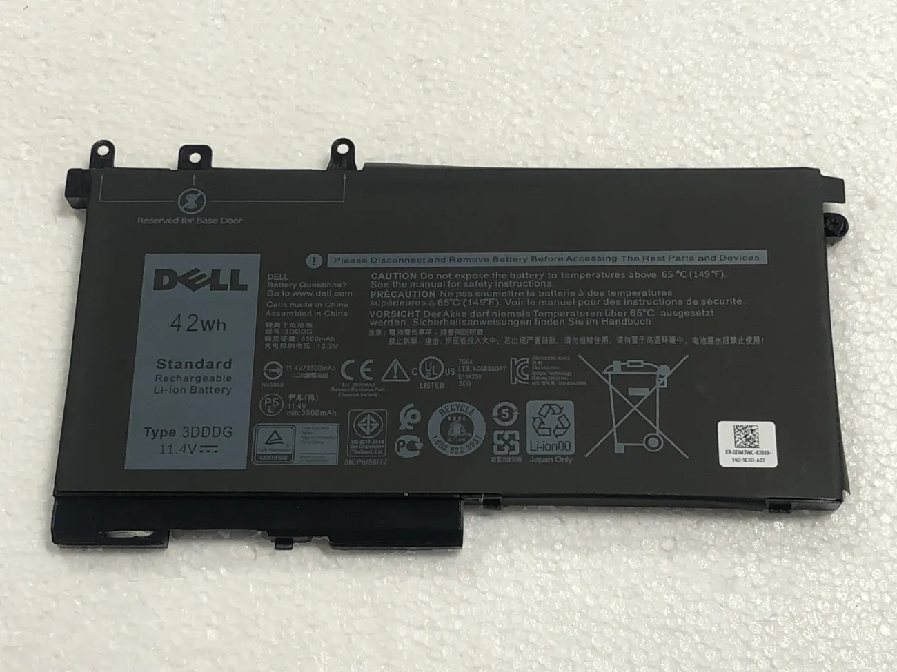 Pin DELL E5480 NGẮN 短款 42WH (ZIN) - 3 CELL 3DDDG mặt trước