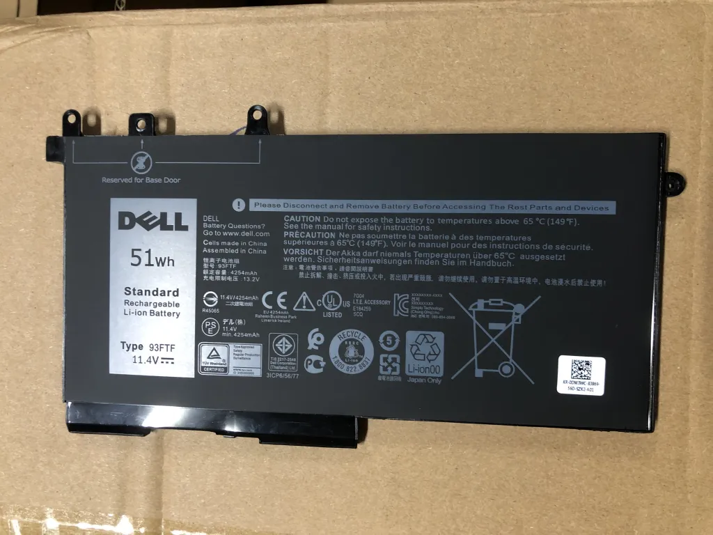 Pin Dell E5480 93FTF 51WH mặt trước