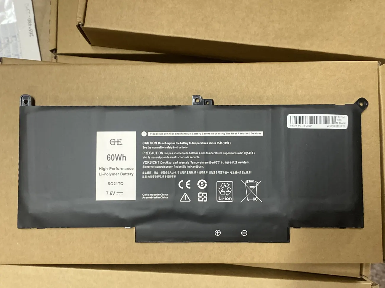 Pin 7280 60w ZIN F3YGT OEM mặt trước