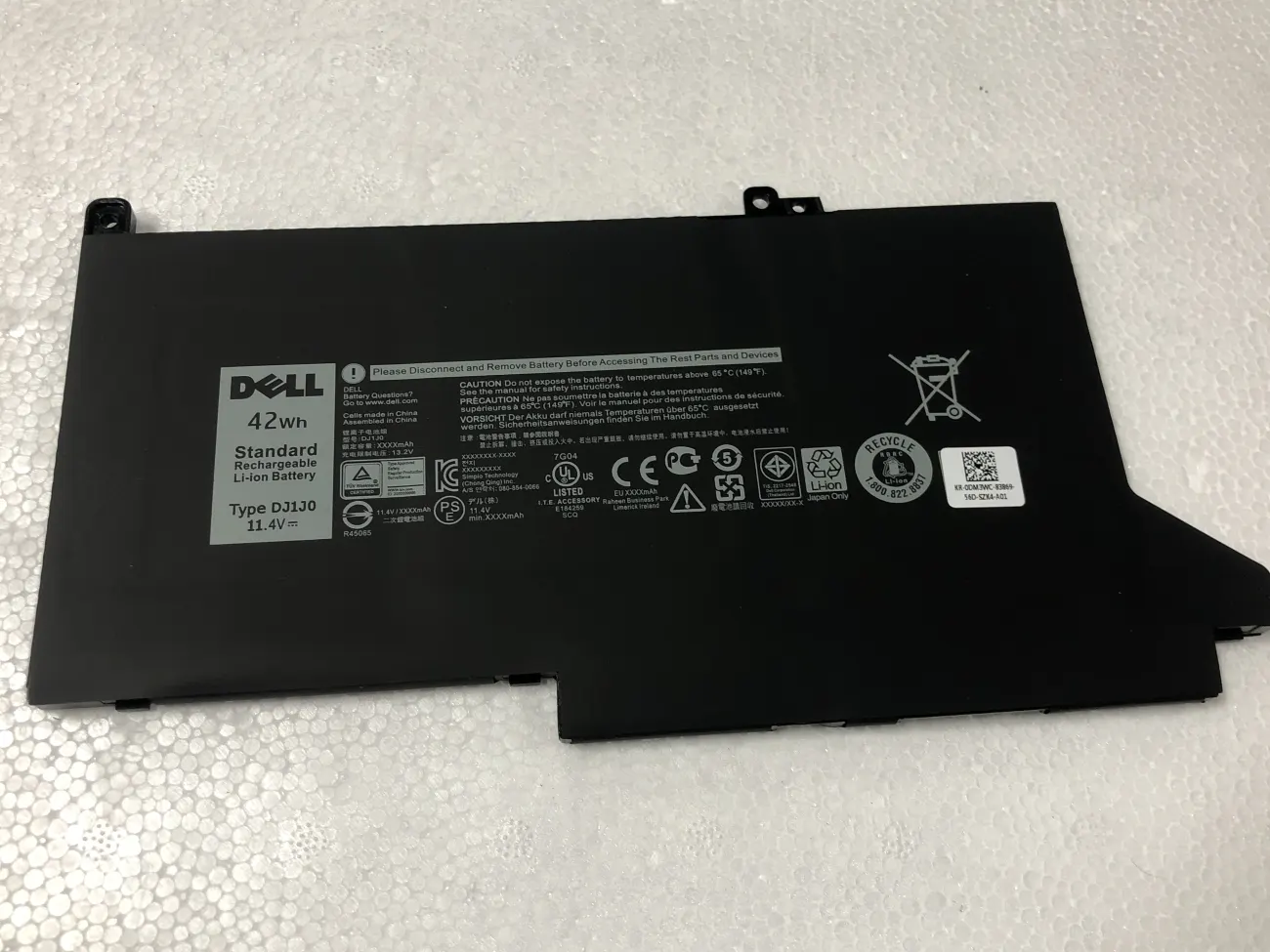 Pin E7280 DJ1J0 3cell 42WH ZIN mặt trước