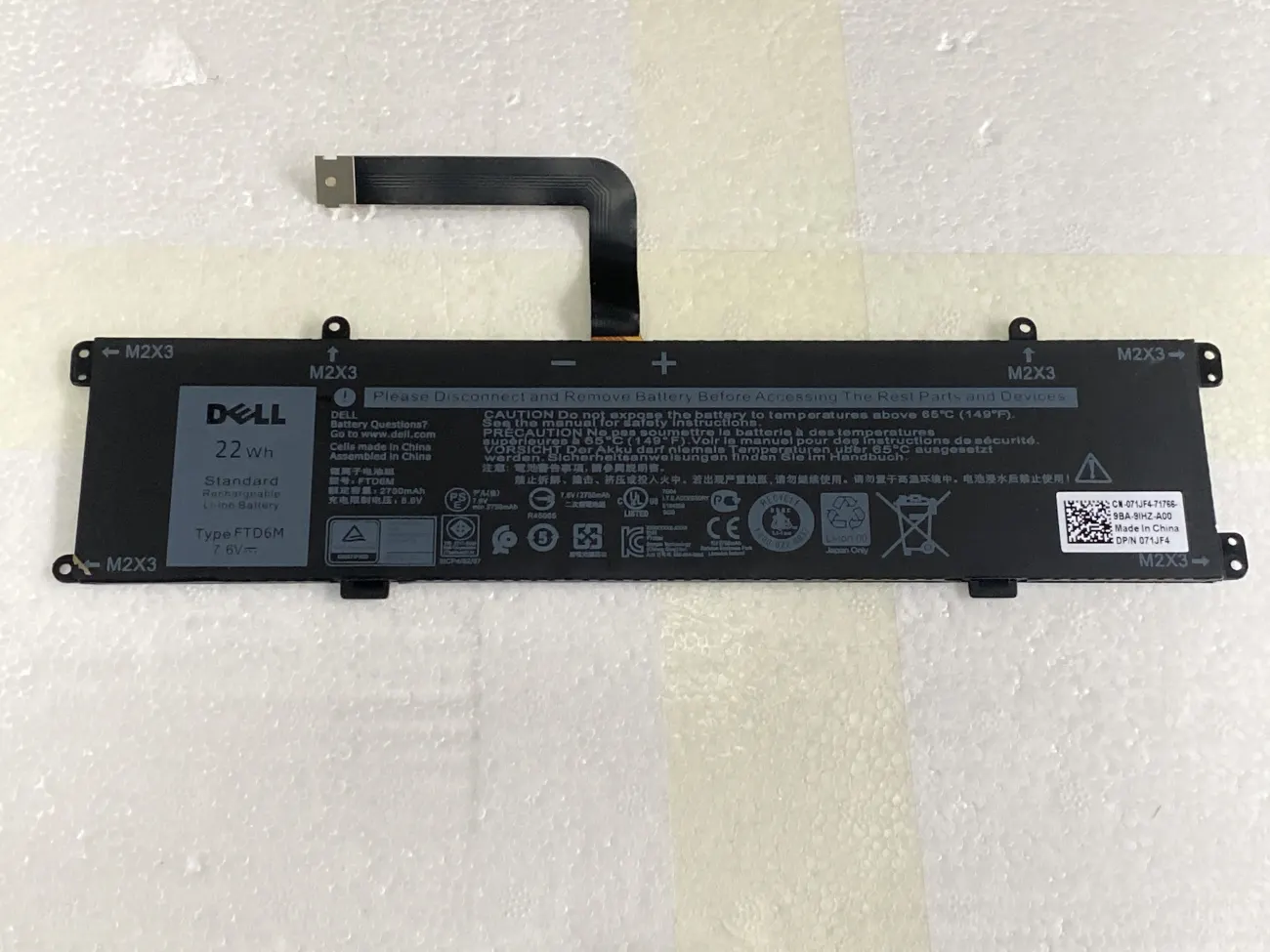 PIN DELL LATITUDE 7285 (2-IN-1) FTD6M (ZIN) - 2 CELL - Dell Latitude 7285 E7285 (2-in-1), FTD6M mặt trước