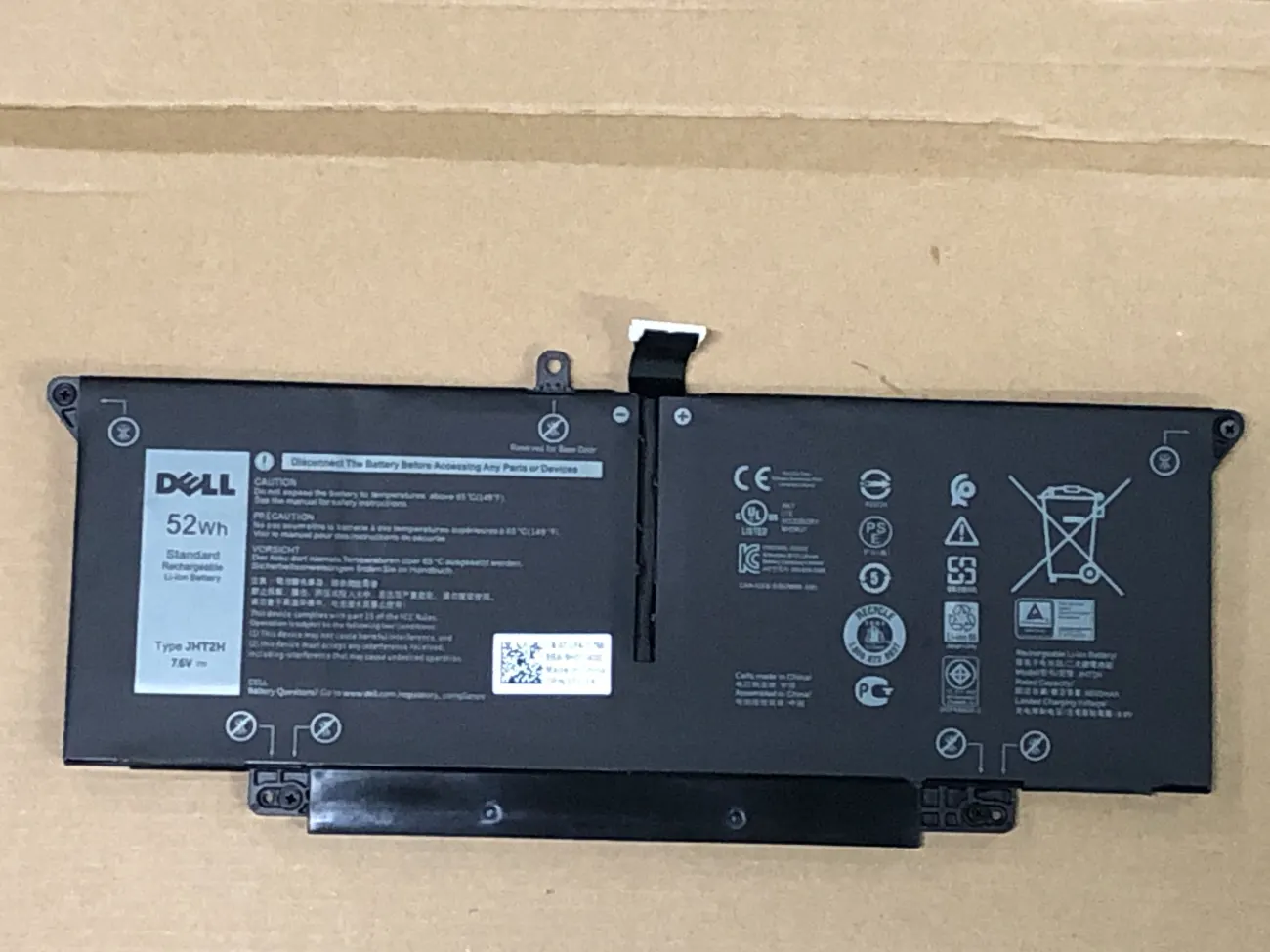 PIN DELL LATITUDE 7310 52WH JHT2H (ZIN) - 4 CELL *KO KÉN WH* - Dell Latitude 7310, Latitude 7310 (2-in-1), Latitude 7410, Latitude 7410 (2-in-1), JHT2H 35J09 Y7HR3 WY9MP XMV7T YJ9RP 7YX5Y mặt trước