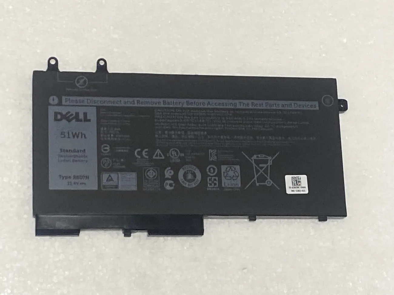 PIN DELL LATITUDE 5400 NGẮN 51WH R8D7N (ZIN) - 3 CELL *KO KÉN WH* - Dell Latitude 5400 5410 5500 5510, Precision 3540 3550, Inspiron 7590 7591 7791 (2-in-1 Series CÓ BÚT CẢM ỨNG), R8D7N 4GVRD mặt trước