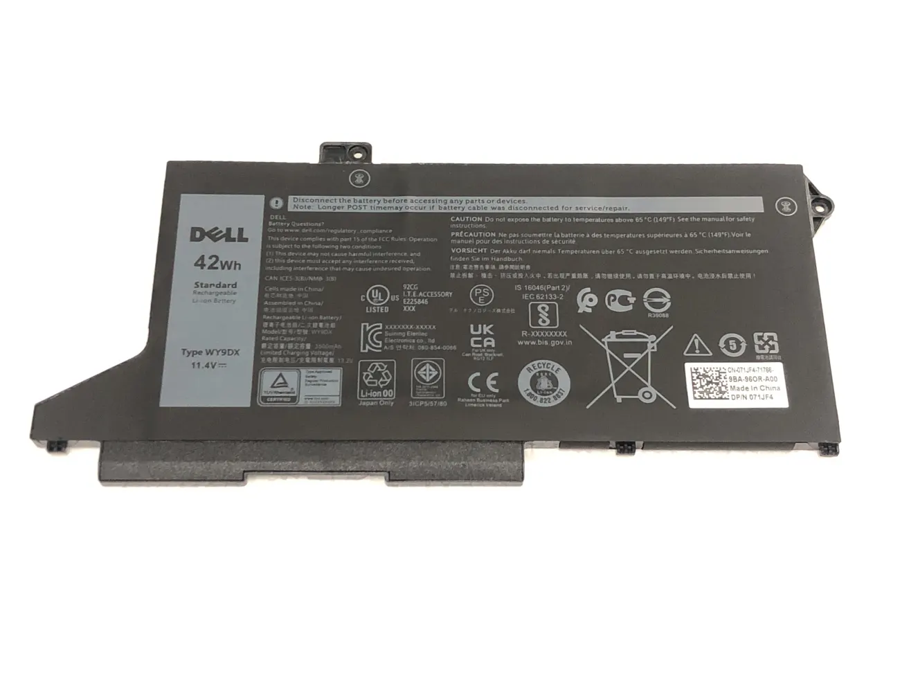 PIN DELL LATITUDE 5420/5520 (GEN 11) 42WH WY9DX (ZIN) - 3 CELL *KO KÉN WH* - Dell Latitude 5420 (Gen 11), Latitude 5520 (Gen 11), WY9DX mặt trước