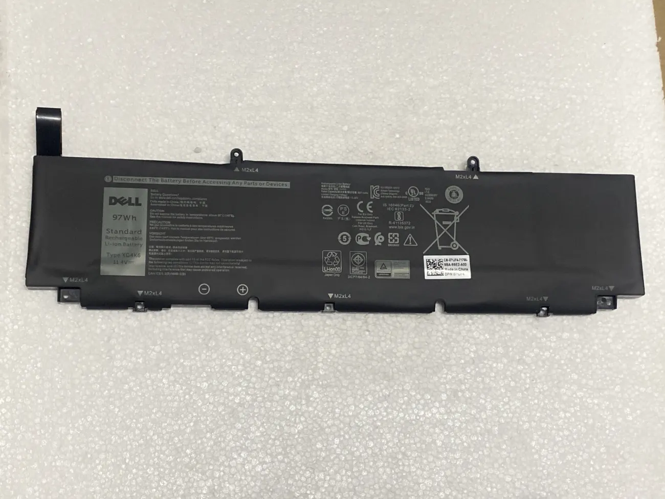PIN DELL XPS 9710 XG4K6 97WH (ZIN) - 6 CELL - Dell XPS 17 9700 9710 9720 9730, Precision 5750 5760 5770, XG4K6 5XJ6R (56Wh dùng chung) mặt trước