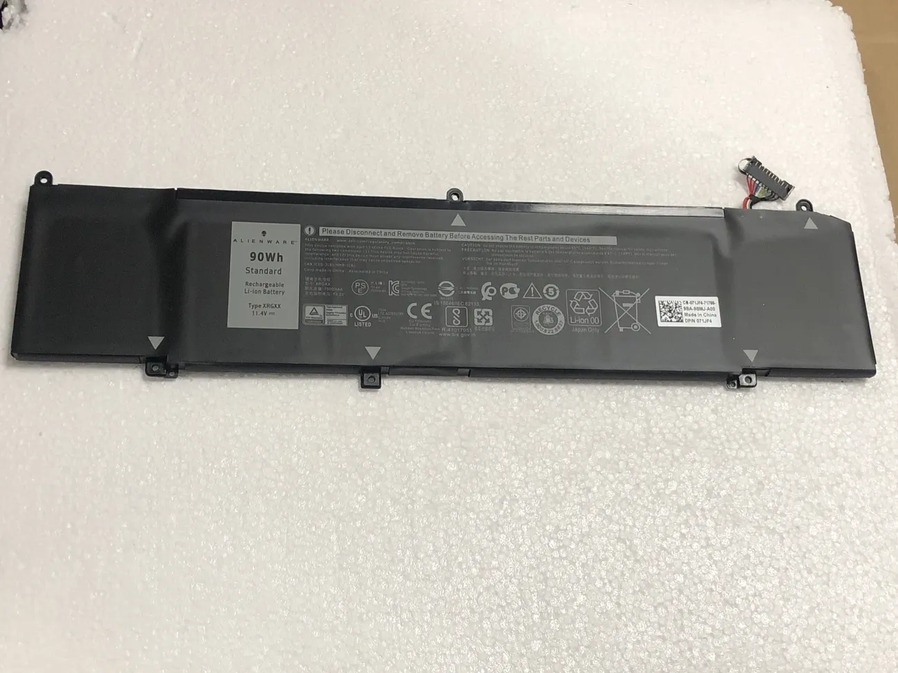 PIN DELL ALIENWARE M15 R1 90WH XRGXX (ZIN) - 4 CELL *NẾU CÓ HDD SẼ BỊ CẤN* - Dell Alienware M15 R1, Alienware M17 R1, Inspiron Gaming G5 5590, Gaming G7 7590, Gaming G7 7790, XRGXX 06YV0V mặt trước