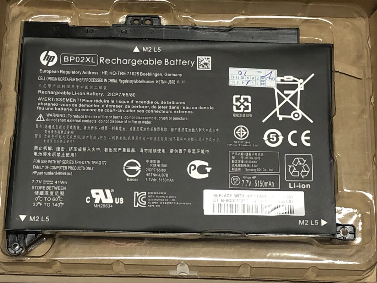 Pin HP BP02XL ZIN mặt trước