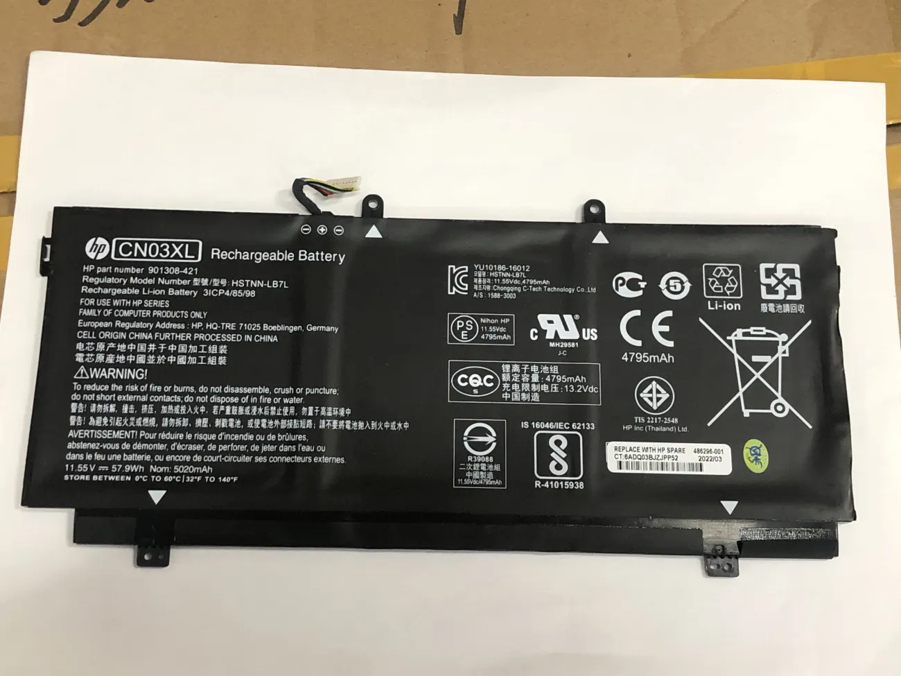 Pin HP  CN03XL  ZIN mặt trước