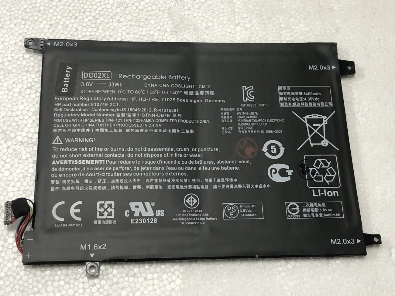 Pin HP DO02XL  ZIN mặt trước