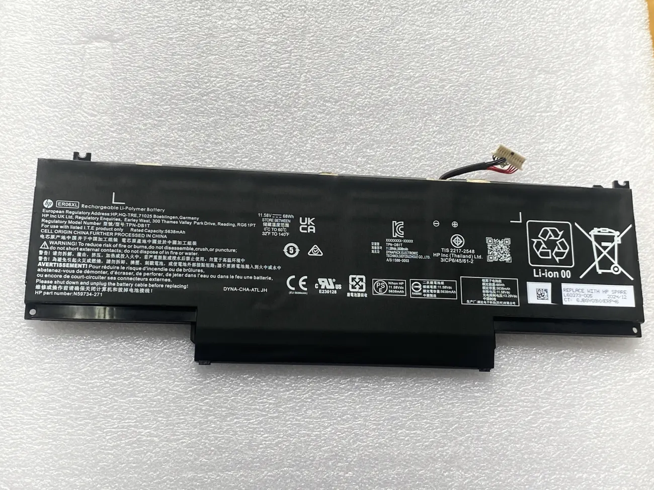 PIN HP ELITE X360 1040 G11 ER06XL (ZIN) - 6 CELL - Hp Elite x360 1040 G11, ER06XL mặt trước