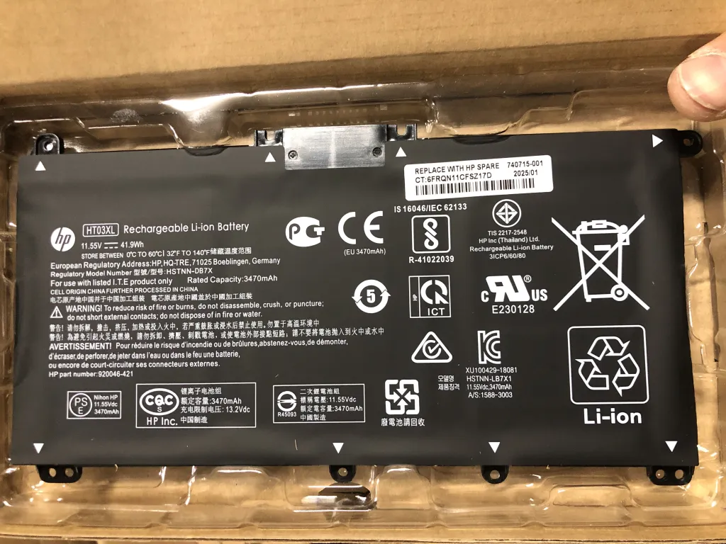 Pin HP HT03XL Zin mặt trước