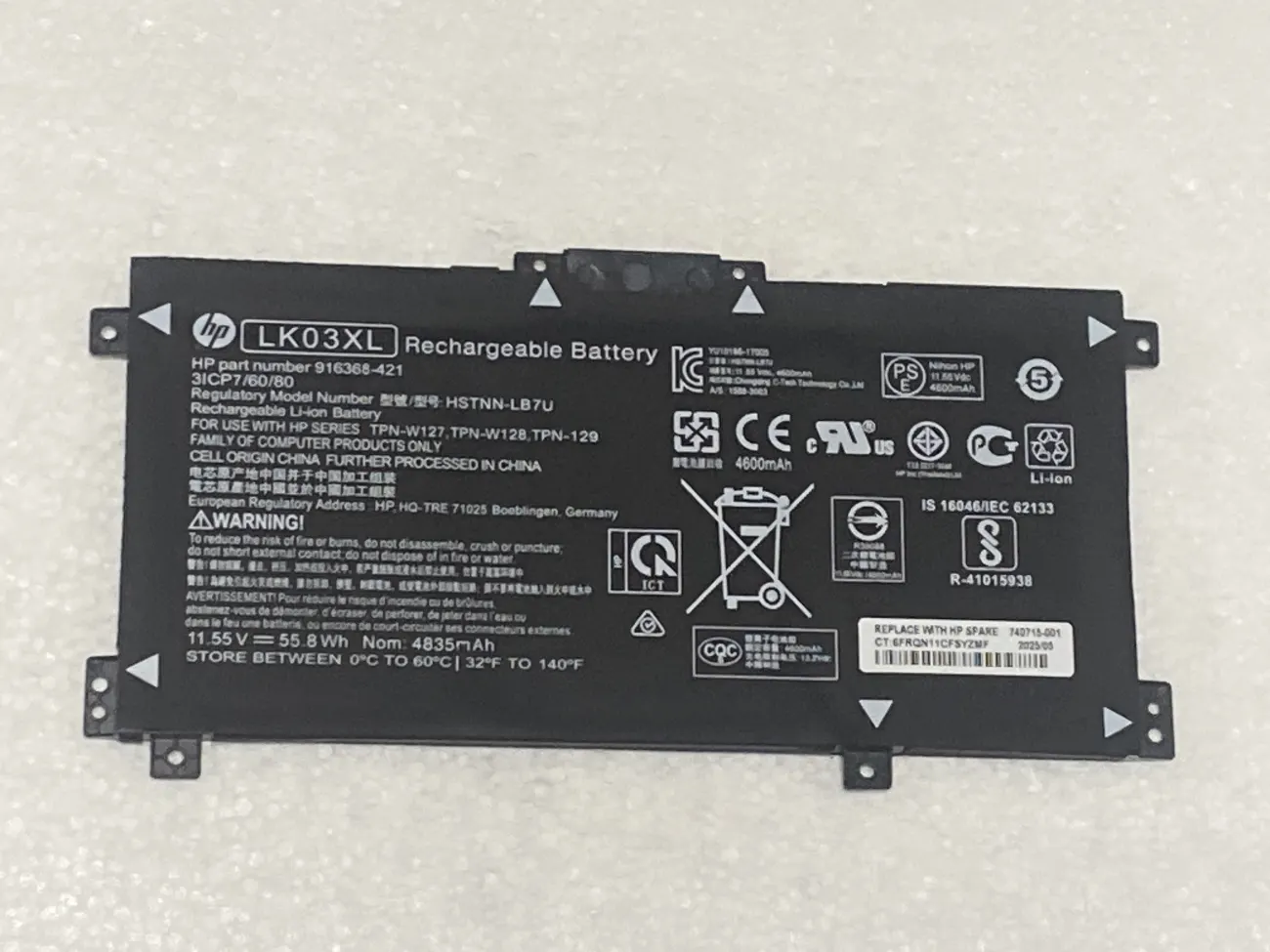 PIN HP 17-AE000 LK03XL (ZIN) - 3 CELL - Envy X360 17-ae000, 17-ce000, 15-bp000, 15-bq000, LK03XL mặt trước