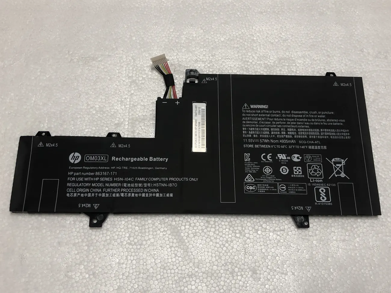 Pin HP EliteBook X360 1030 G2 (OM03XL) mặt trước