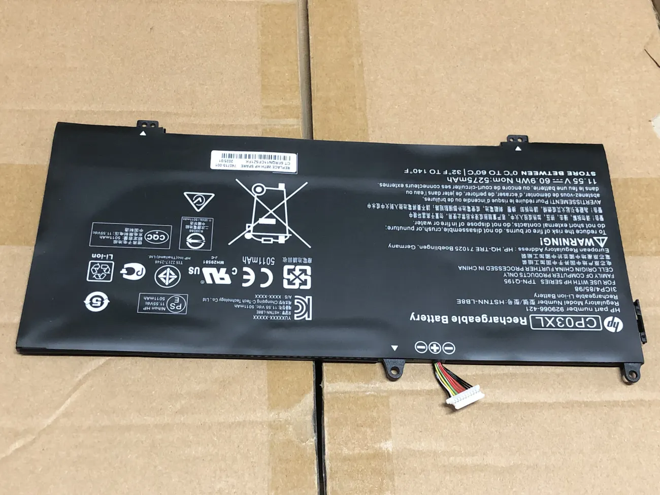 Pin HP X360 13-AE000 CP03XL (ZIN) - 3 CELL mặt trước