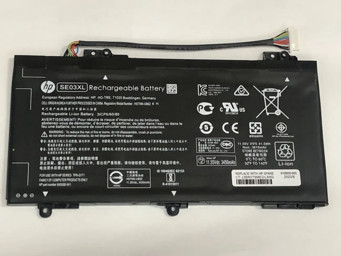 Pin HP SE03XLZ6CE mặt trước