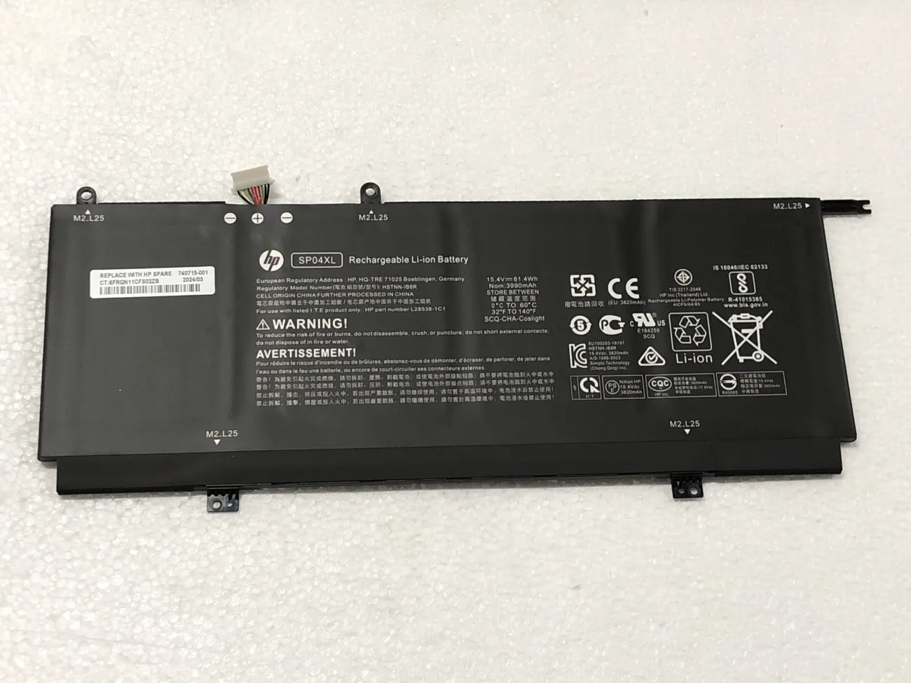 PIN HP X360 13-AD000 SP04XL (ZIN) - 4 CELL - Hp Spectre X360 13-ap 13-ap000, 13-ap0082tu 13-ap0154tu, 13-ap0087tu, 13-ap0001nl, 13-ap0589na, SP04XL mặt trước