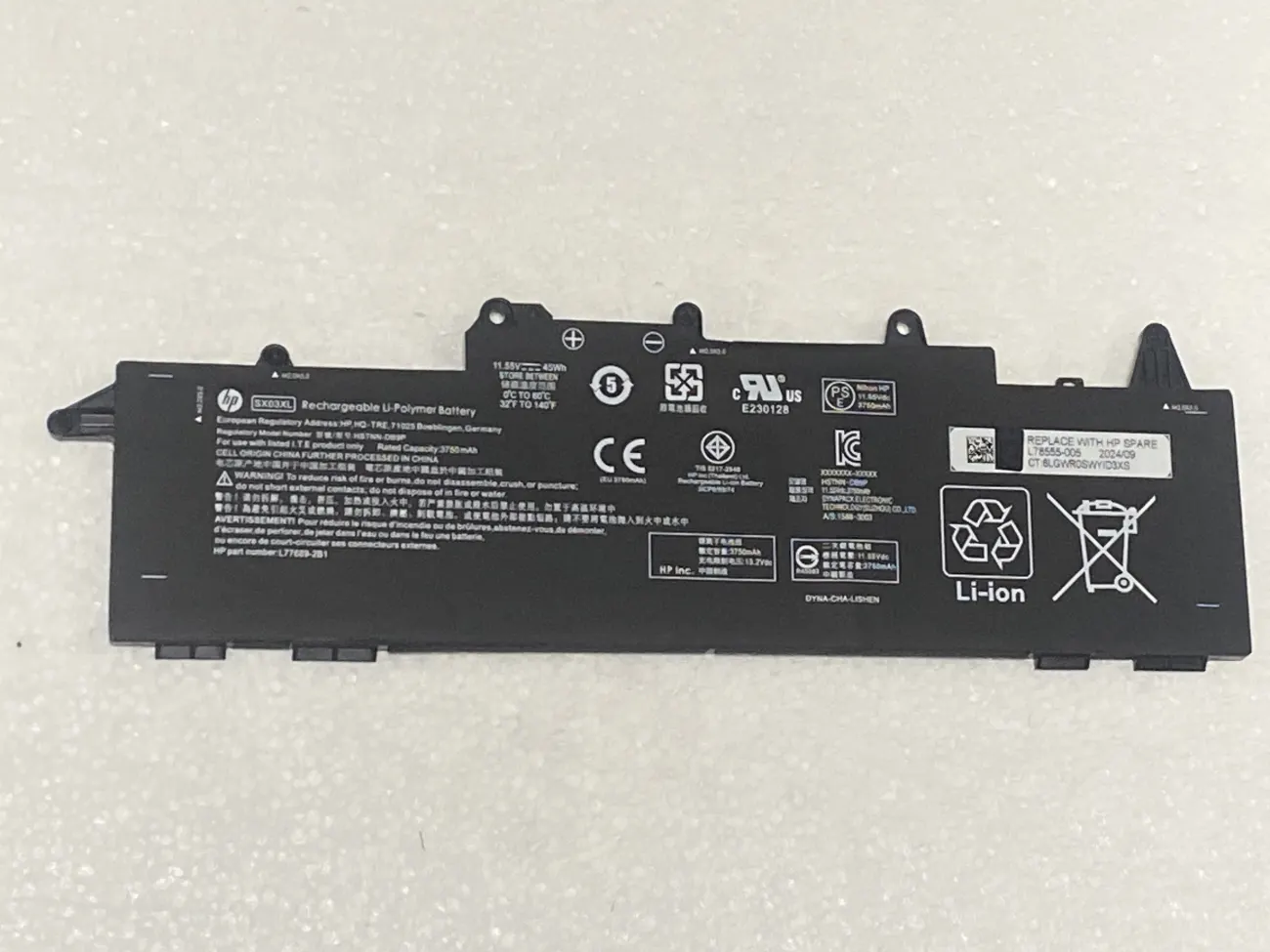 PIN HP PROBOOK 435 G7 G8 SX03XL (ZIN) - 3 CELL - Hp ProBook x360 435 G7, Hp ProBook x360 435 G8, SX03XL mặt trước