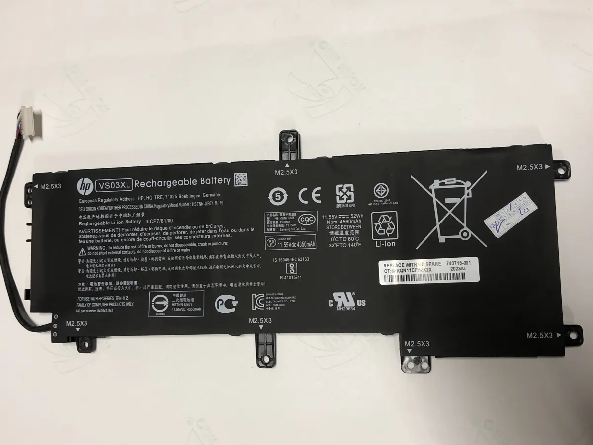Pin HP VS03XL ZIN 4CELL mặt trước