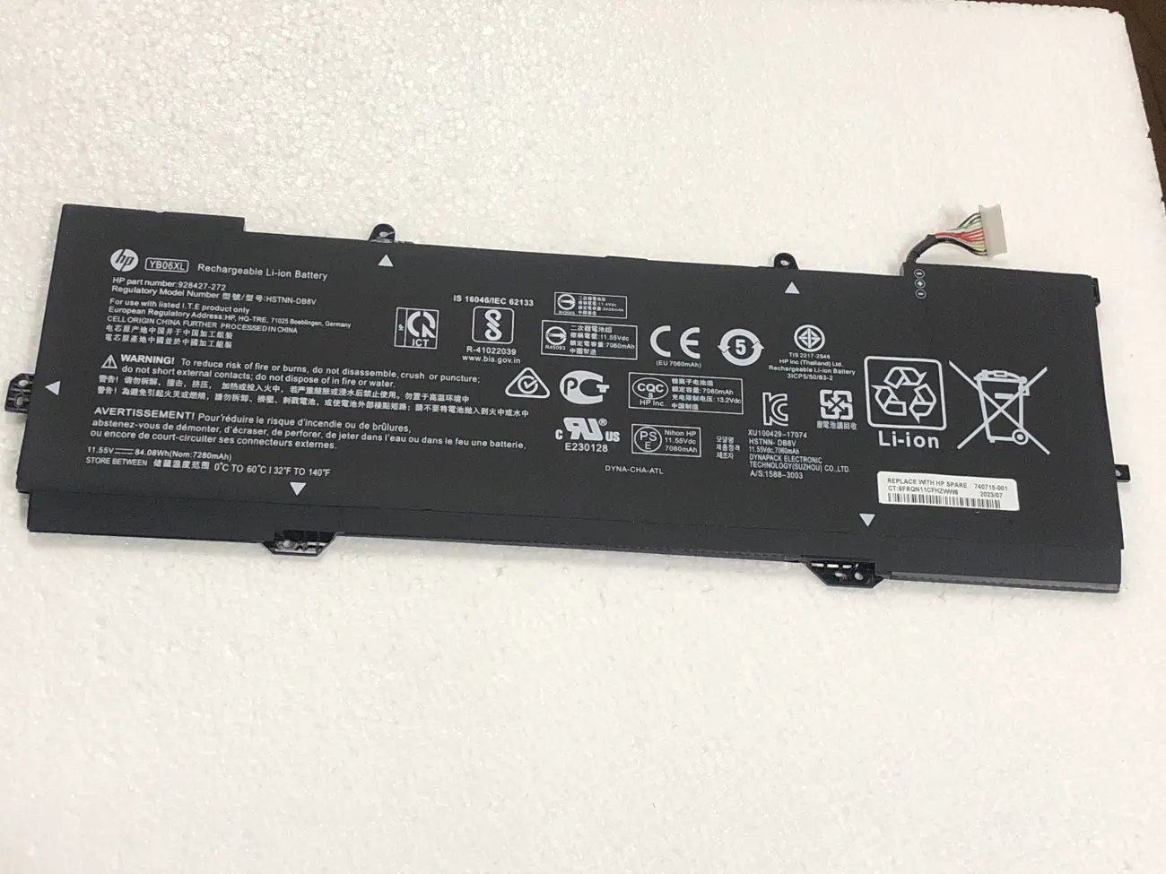 PIN HP 15-CH000 YB06XL (ZIN) - 6 CELL - Hp Spectre X360 15-ch000, 15-ch004na, 15-ch011dx, 15-ch005ng, YB06XL mặt trước