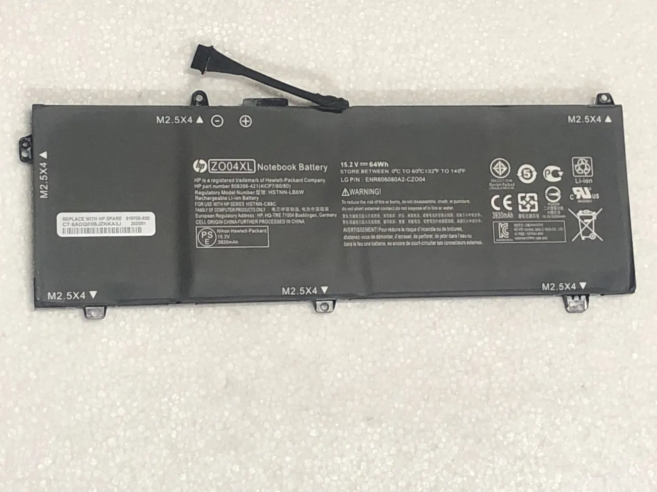 PIN HP ZBOOK STUDIO G3 ZO04XL (ZIN) - 4 CELL - HP Zbook Studio G3 G4, ZO04XL mặt trước