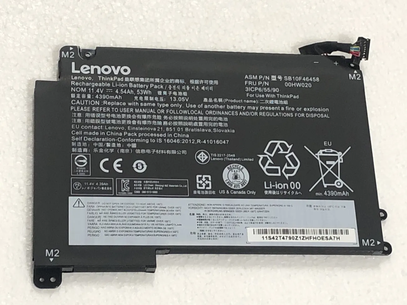 PIN LENOVO THINKPAD YOGA 460 00HW020 (ZIN) - 3 CELL - Lenovo Thinkpad Yoga 14 460, Yoga 460, ThinkPad P40, 00HW020 00HW021 SB10F46458 SB10F46459 mặt trước