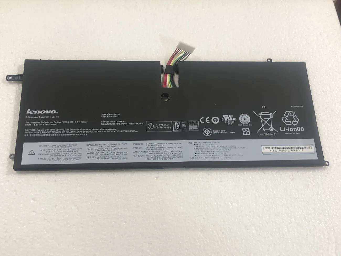 PIN LENOVO X1 CARBON GEN 1 (ZIN) - 4 CELL , 45N1070 , 45N1071 mặt trước