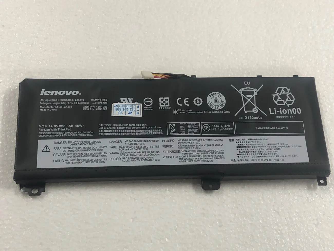 Pin LENOVO S420 45N1086 ZIN mặt trước