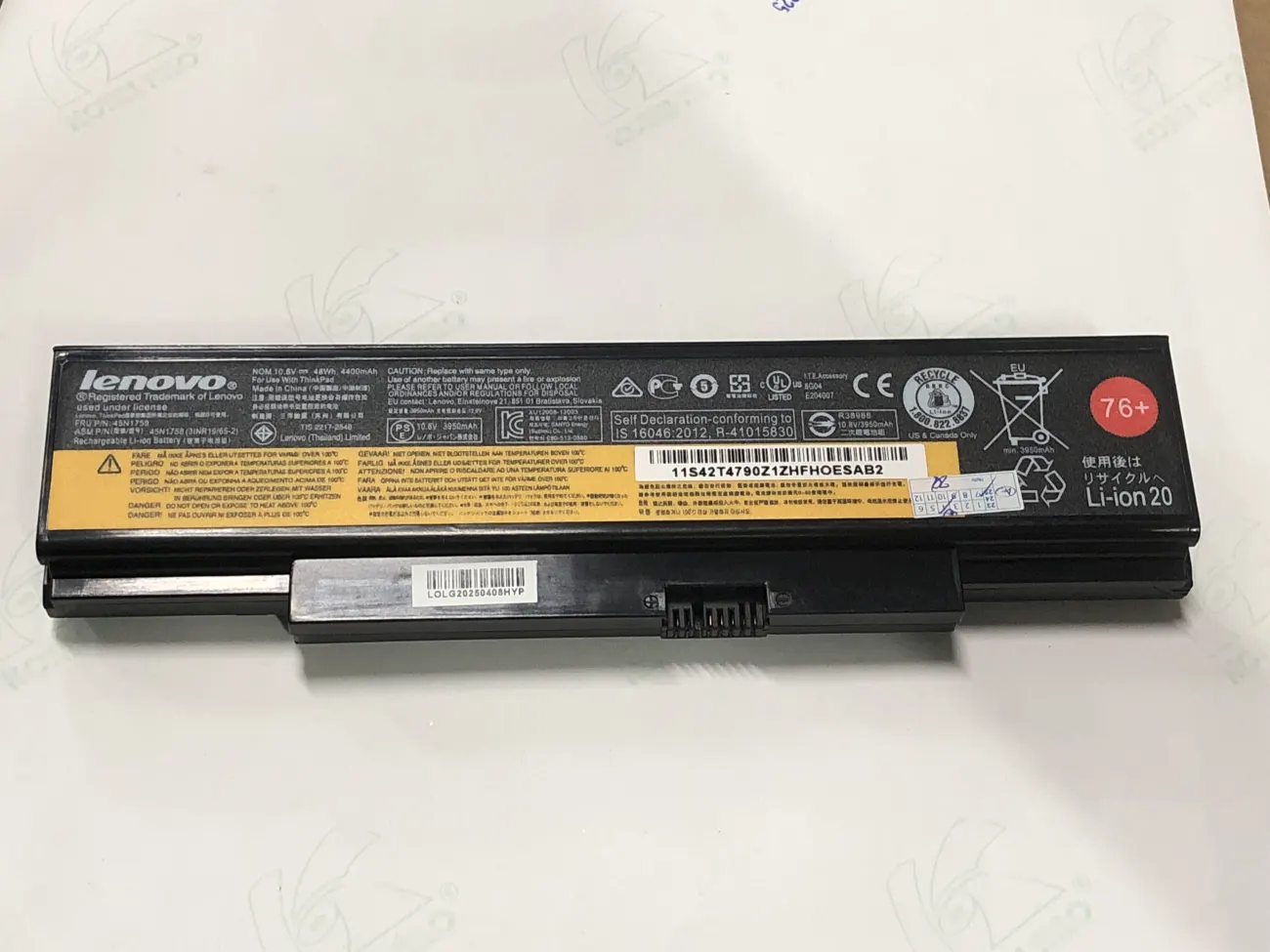PIN LENOVO E550/E560 45N1758 (ZIN) - 6 CELL -45N1758 45N1759 45N1760 76+ mặt trước