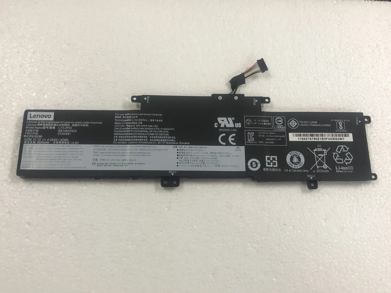 PIN LENOVO THINKPAD L380 L390 L17L3P53 (ZIN) - 3 CELL - Lenovo ThinkPad L380 L390, L17C3P53 L17L3P53 L17C3P55 L17M3P55 mặt trước