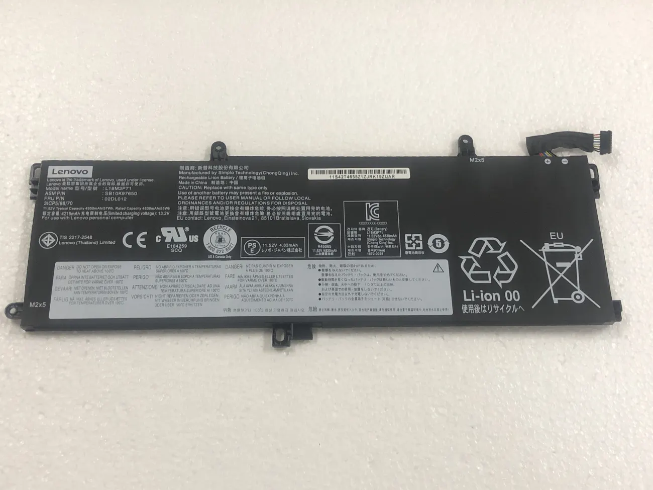 PIN LENOVO T590 L18M3P71 (ZIN) - 3 CELL - Lenovo Thinkpad T590 P53s, Thinkpad T15 Gen 1, T15 Gen 2, Thinkpad P15s Gen 1, P15s Gen 2, L18M3P71 L18C3P71 L18L3P71 L18S3P71 mặt trước