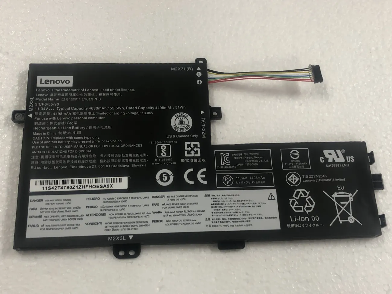 PIN LENOVO S340-14IWL L18M3PF6 (ZIN) - 3 CELL - Lenovo IdeaPad S340-14API S340-14IIL S340-14IML S340-14IWL S340-15API S340-15IIL, L18C3PF7 L18M3PF6 L18M3PF7 L18L3PF3 mặt trước