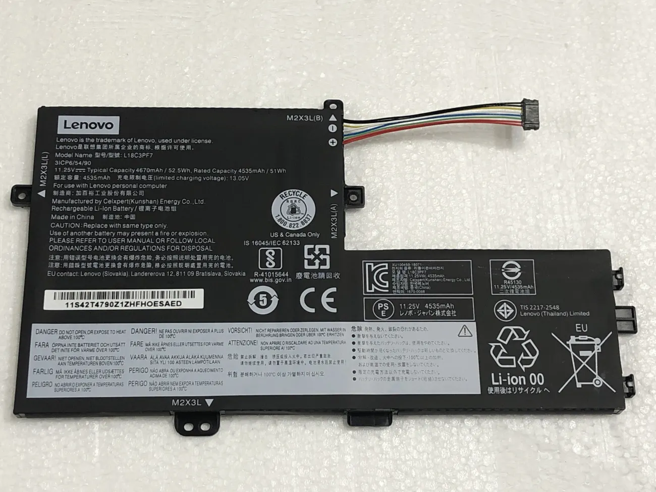 Pin laptop Lenovo IdeaPad S340-14API S340-14IIL S340-14IML S340-14IWL S340-15API S340-15IIL, L18C3PF7 L18M3PF6 L18M3PF7 (ZIN) – 3 CELL mặt trước